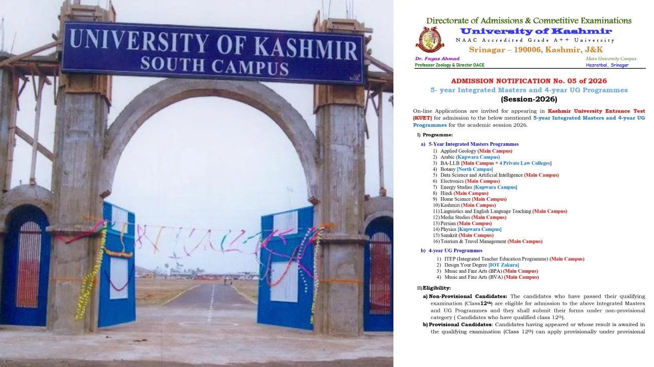 Admission Kashmir University 2026 Online Application Form