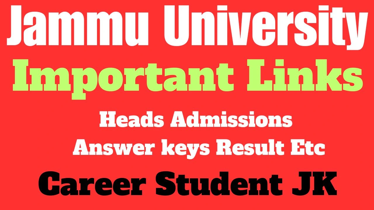 Jammu University Important Links Results Admission Results