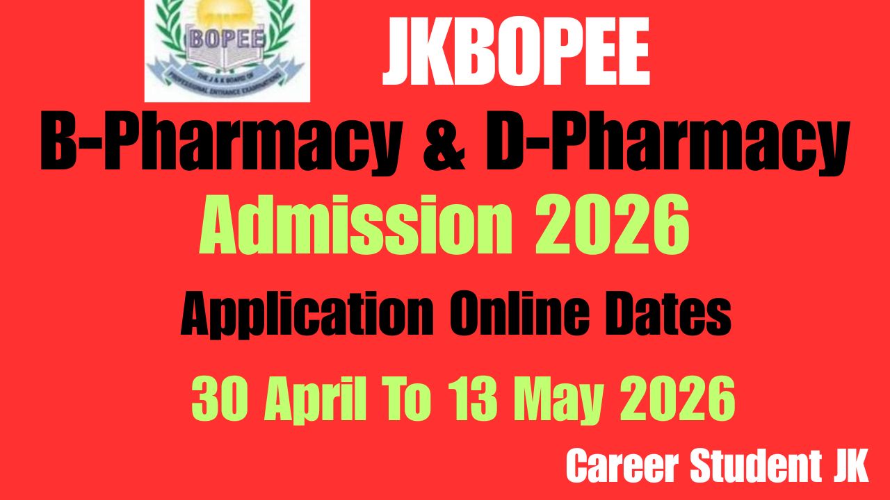 JKBOPEE B-Pharmacy D-Pharmacy Admission 2026