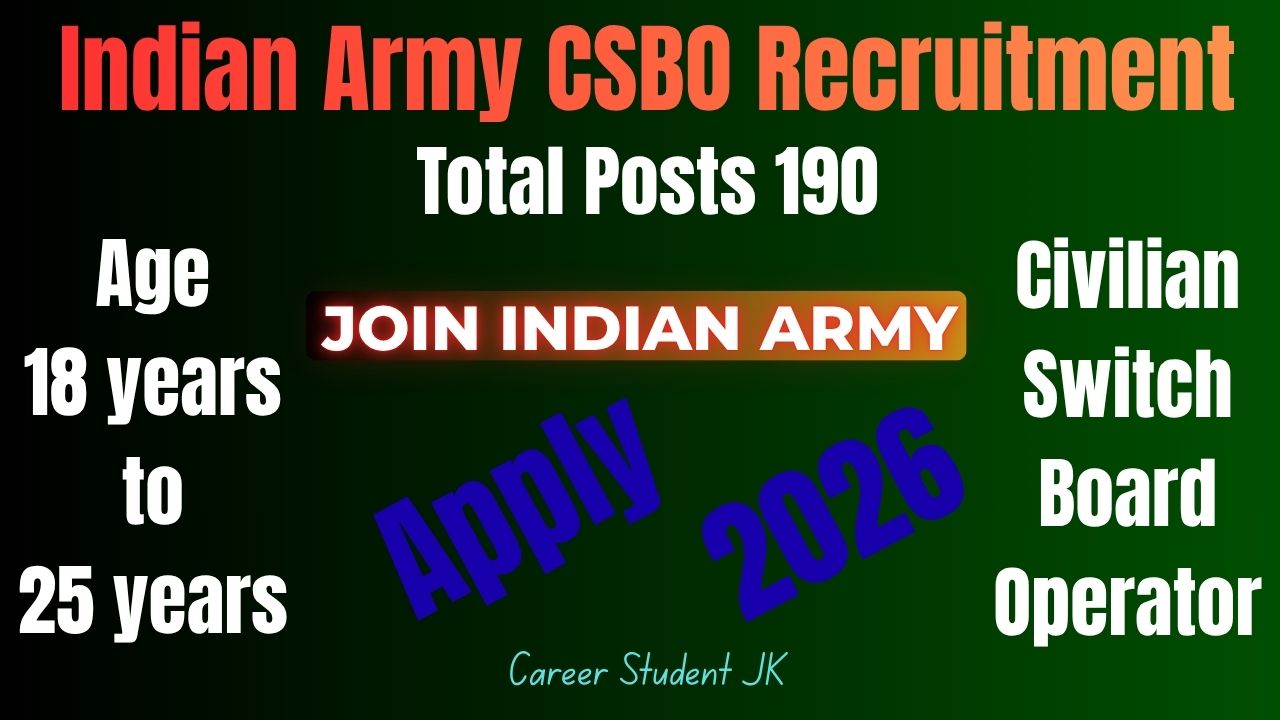 Indian Army CSBO Recruitment Of 190 Posts Apply Now