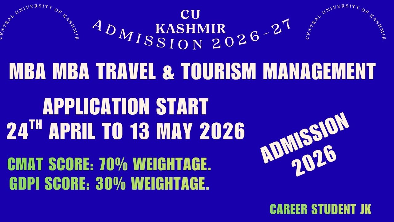 Central University Of Kashmir Admission MBA & MBA T&TM Apply